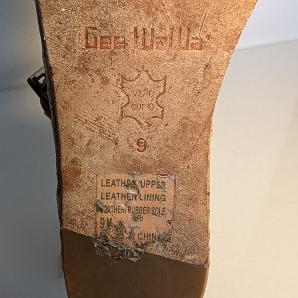 GEE WAWA Black Tan Cork Wedge Platform Ankle Strap Sandals Women's Size 9.5 - Picture 9 of 12